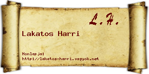 Lakatos Harri névjegykártya